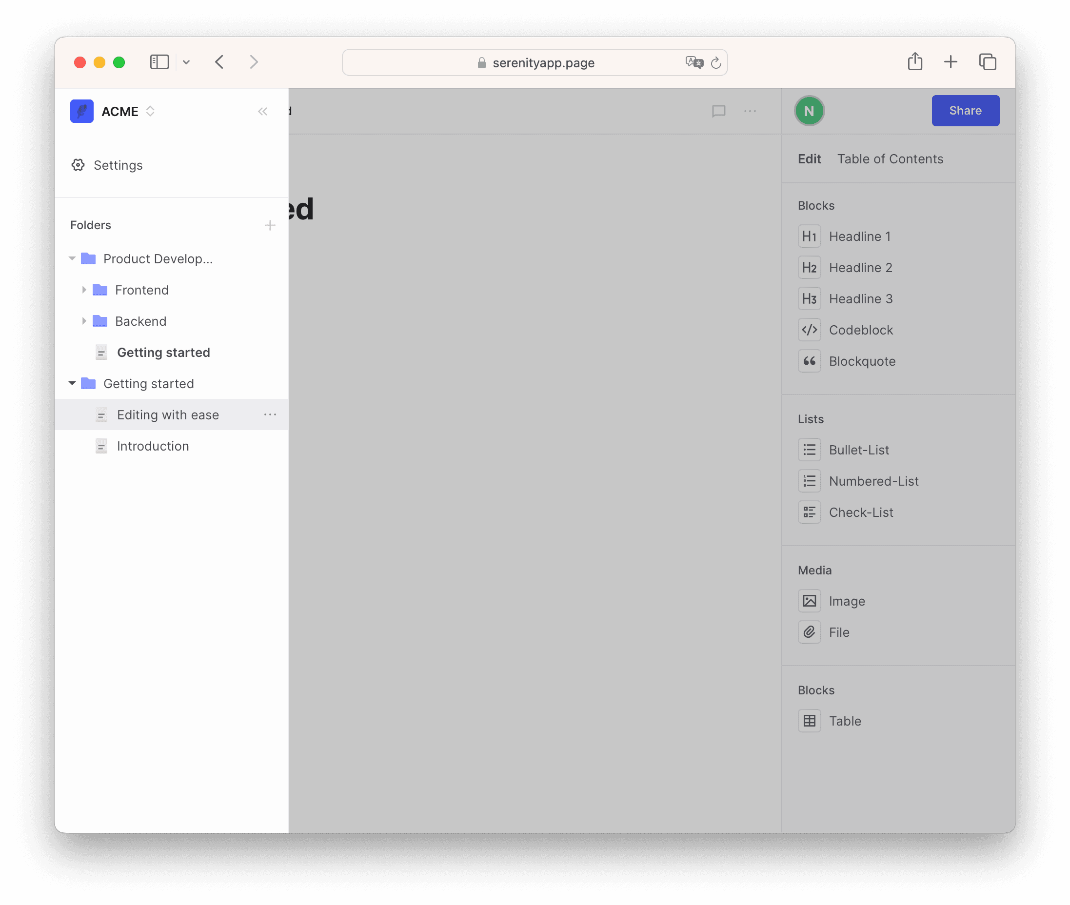 Screenshot demonstrating folders and subfolders